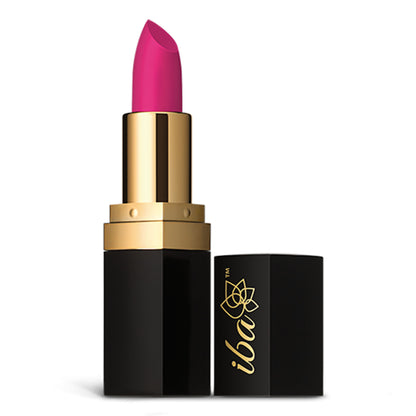 Iba Pure Lips Long Stay Matte Lipstick in M12 Pink Orchid, showcasing a vibrant pink lipstick color in a sleek tube.