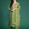 Dhiyona IE Ethnic Motifs Embroidered Gotta Patti Kurta With Trousers & Dupatta