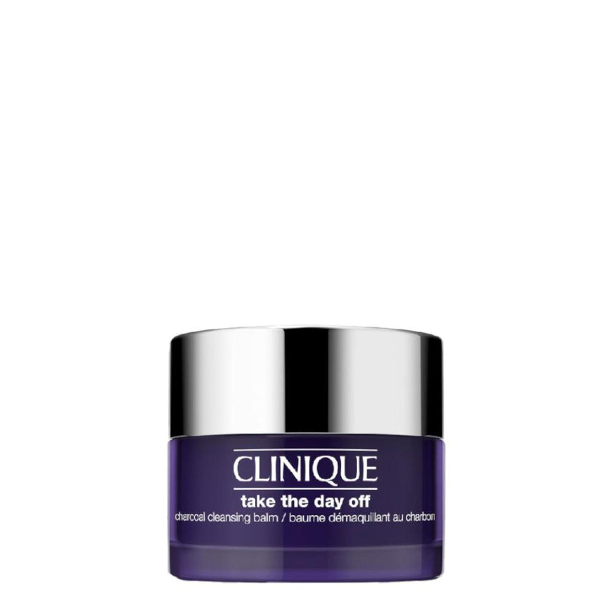 Clinique Take The Day Off Charcoal Balm in a sleek black jar, designed for gentle makeup and impurity removal.