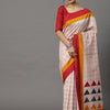 Women's Bhagalpuri Silk Cream Printed Designer Saree With Blouse Piece