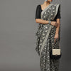 Women's Bhagalpuri Silk Black Printed Designer Saree With Blouse Piece