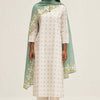 Women's White and Aquifer Printed Cotton Salwar Suit