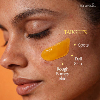 AuraVedic Kumkumadi Gel for skin brightening and pigmentation, featuring natural Kumkumadi Tailam in a soothing gel form.