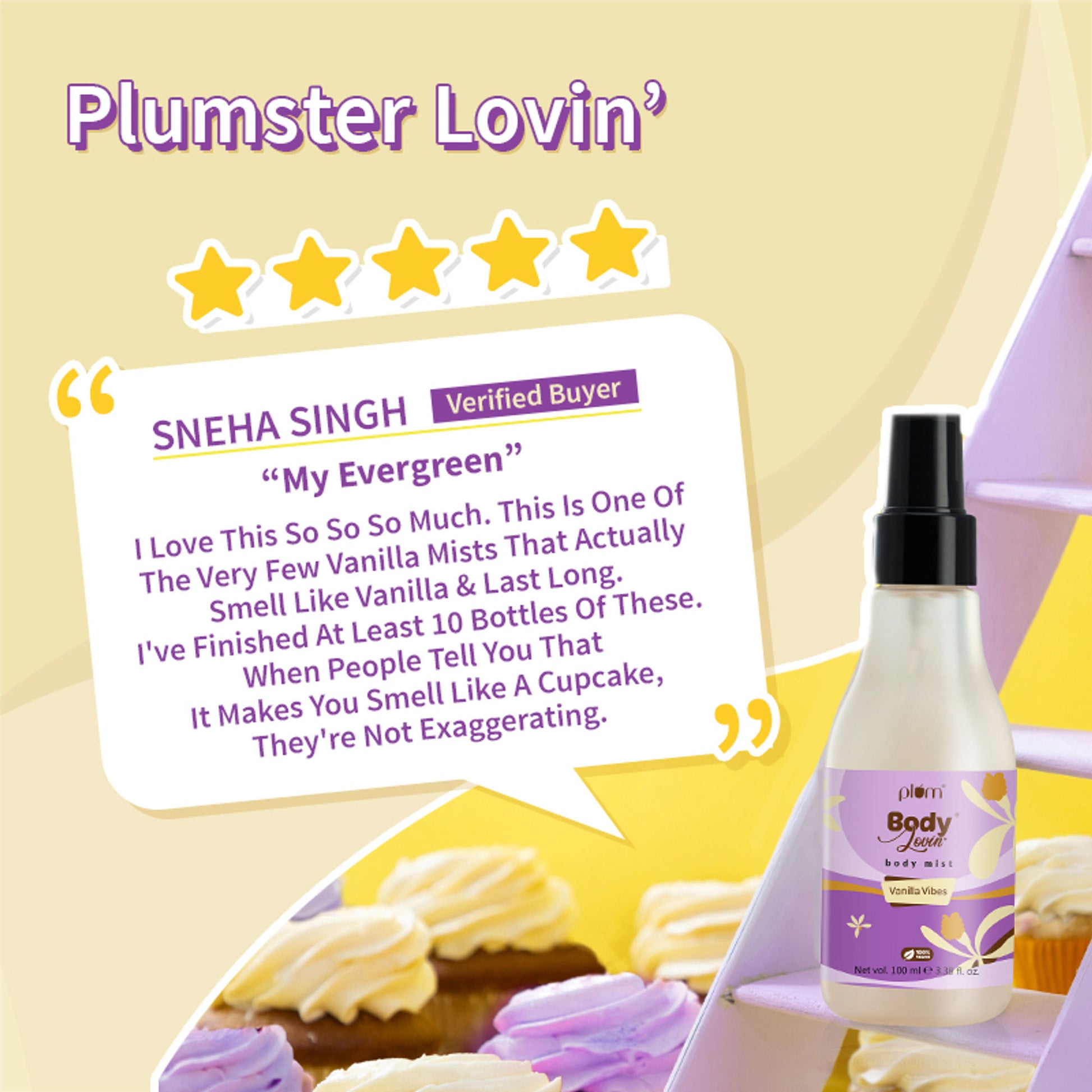 Plum BodyLovin Vanilla Vibes Body Mist For A Long Lasting Vanilla Fragrance