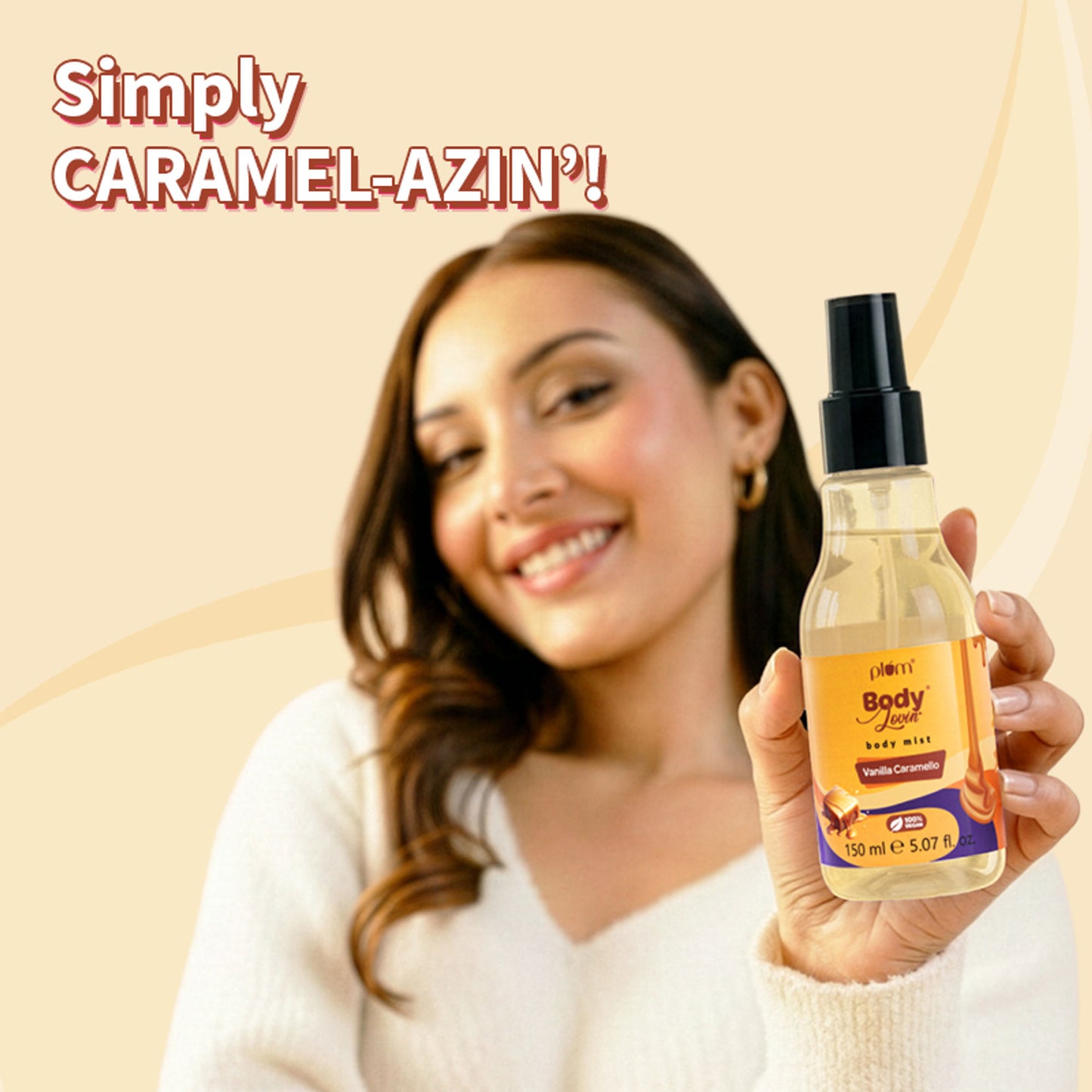 Plum Body Lovin Vanilla Caramello Body Mist For A Long Lasting Warm Caramel Fragrance