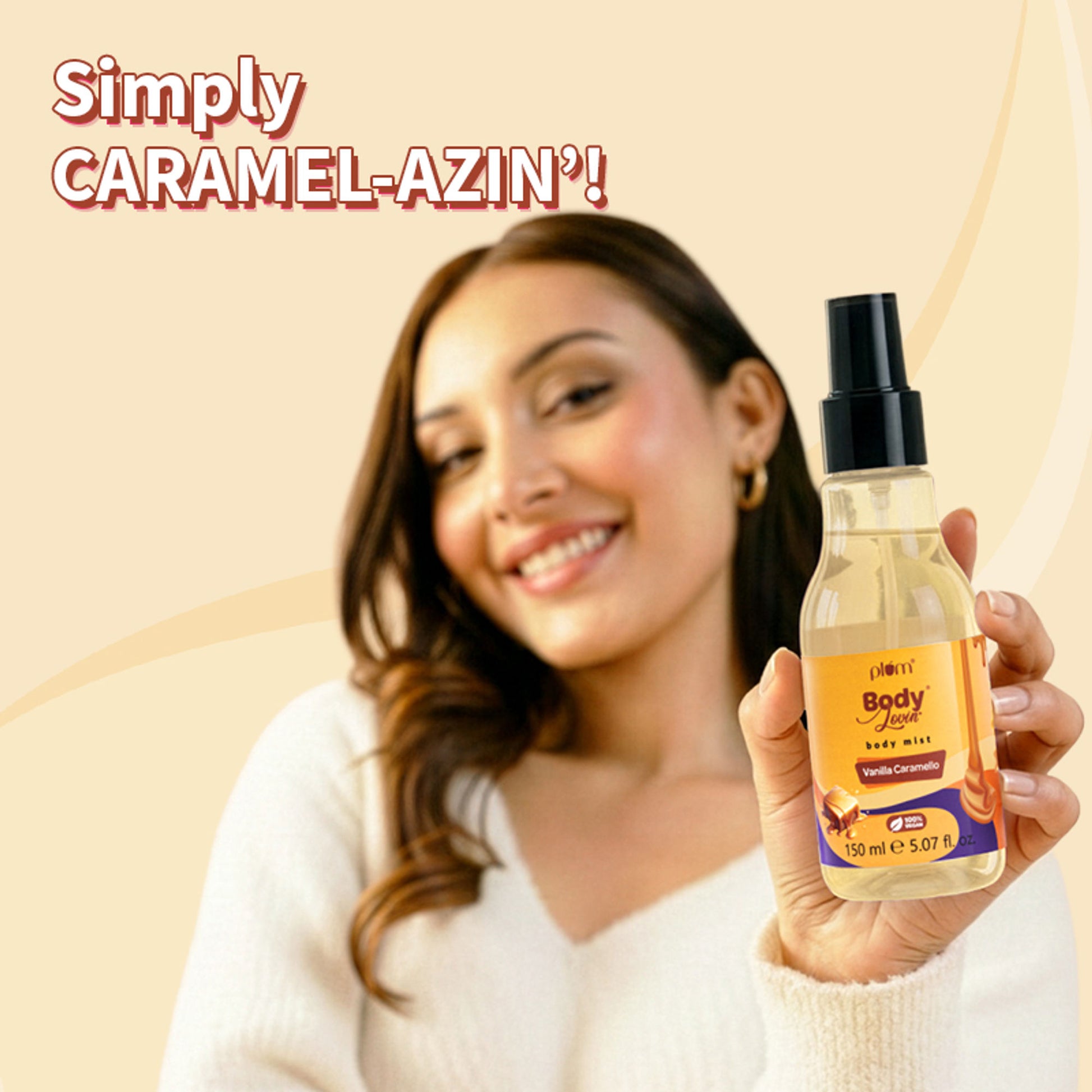 Plum Body Lovin Vanilla Caramello Body Mist For A Long Lasting Warm Caramel Fragrance