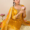 Dhiyona IE Women Ethnic Motifs Embroidered Regular Kurta with Trousers & With Dupatta