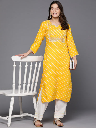 Indyancart IE Women Leheriya Printed Sequinned Kurta