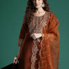 Dhiyona IE Ethnic Motifs Embroidered Sequinned Liva Kurta With Trousers & Dupatta
