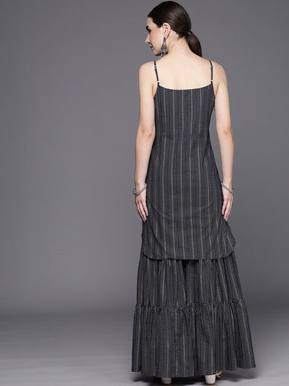 Indyancart IE Printed Pure Cotton Straight Kurta With Sharara