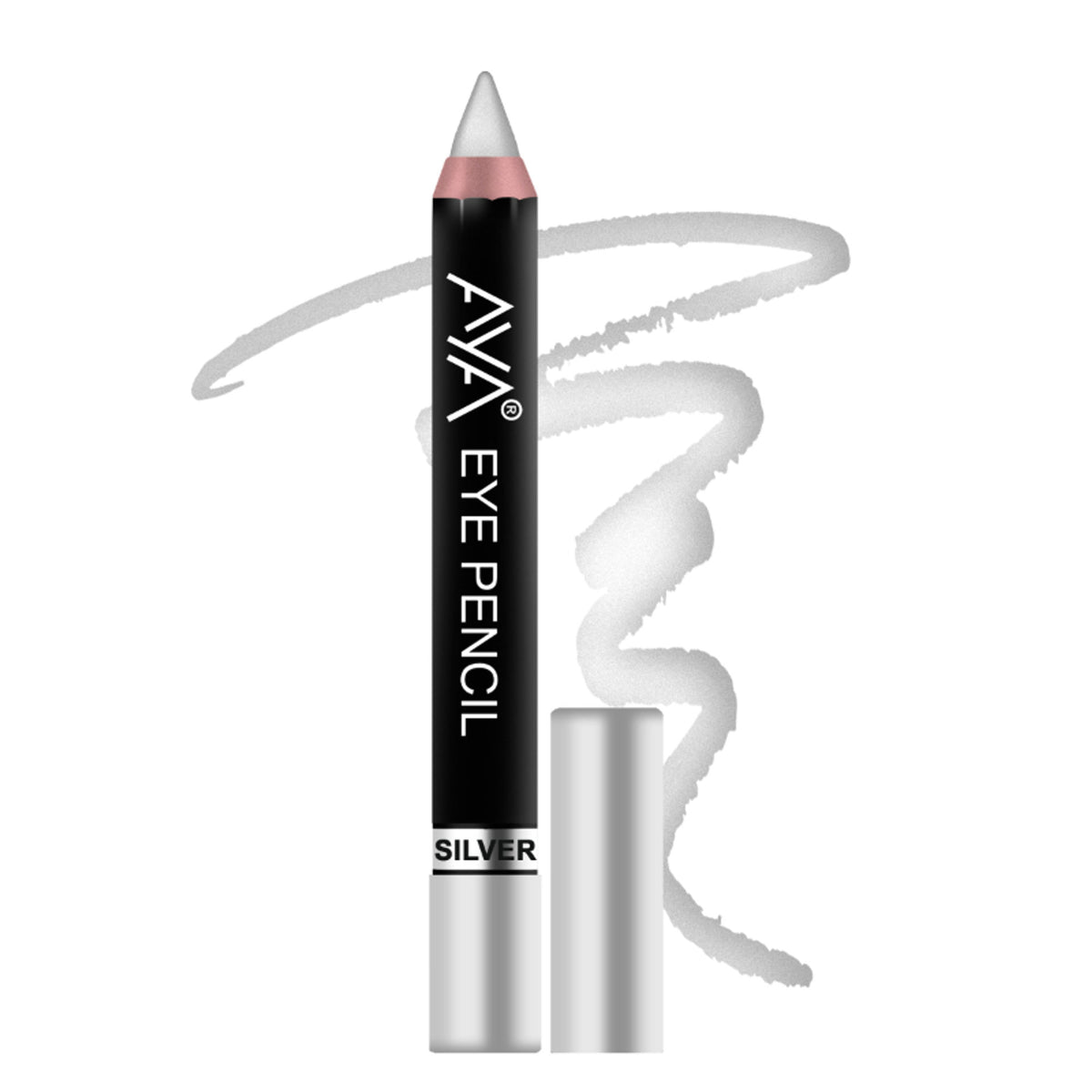 AYA Eye Pencil for Kajal and Eyeliner in silver color, featuring a sleek design and smooth application.