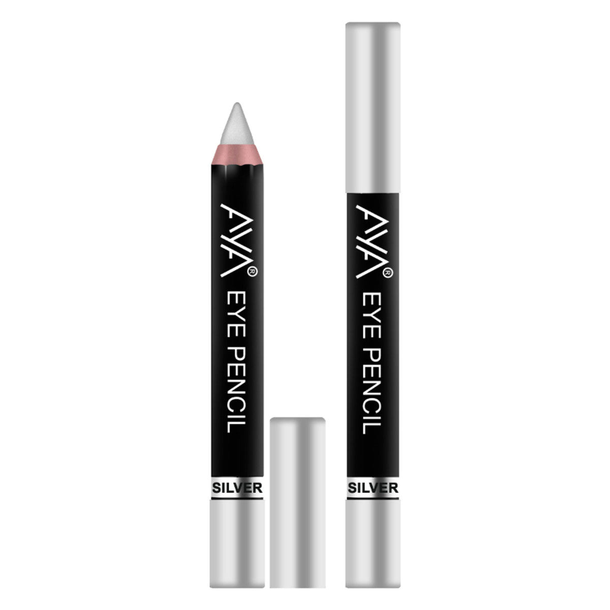 Silver AYA Eye Pencil for Kajal and Eyeliner, featuring a sleek design and sharp tip for precise eye makeup application.