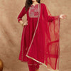 Indyancart SN Women's Yoke Design Embroidered Kurta Sets With Dupatta