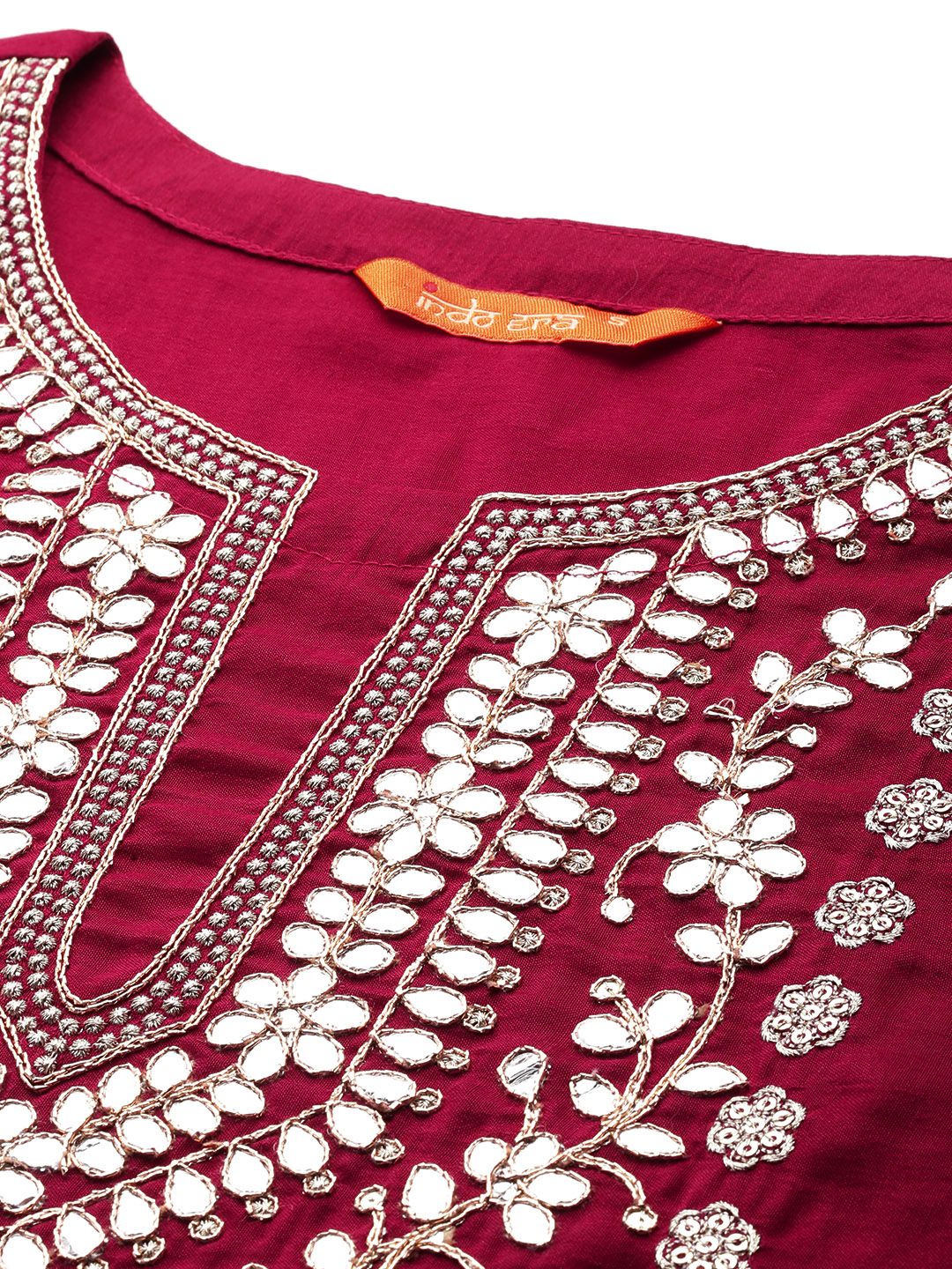 Dhiyona IE Women Ethnic Motifs Embroidered Regular Sequinned Kurta with Trousers & With Dupatta