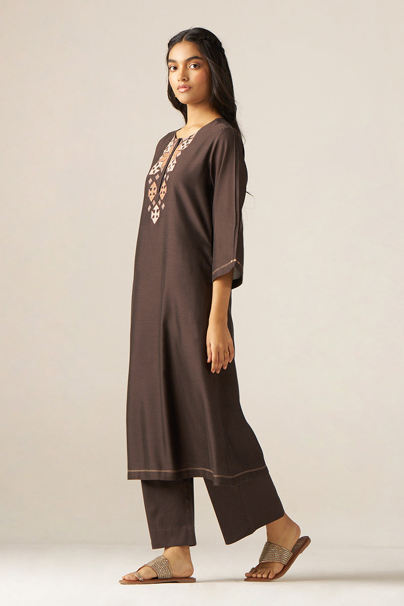 Women's Bracken Brown Silk Co-ord Set