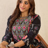 Dhiyona IE Floral Printed Notch Neck Pure Cotton Straight Kurta With Trousers