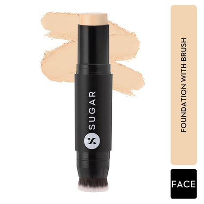 SUGAR Ace Of Face Foundation Stick, In-Built Brush, Full Coverage 24Hr - 17 Raf