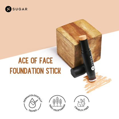SUGAR Ace Of Face Foundation Stick, In-Built Brush, Full Coverage 24Hr - 42 Glace