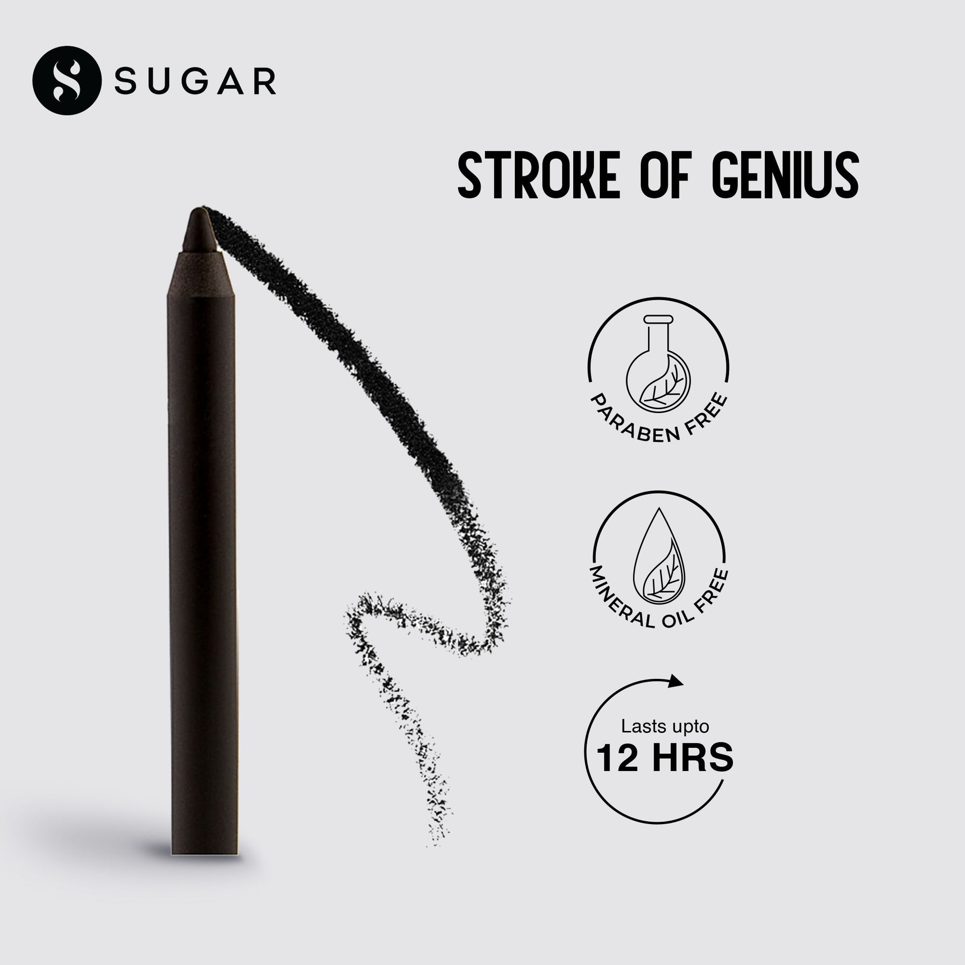 SUGAR Stroke Of Genius Heavy Duty Kohl With Free Sharpener - 01 Back To Black - 01 Back To Black