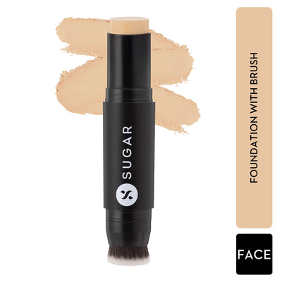 SUGAR Ace Of Face Foundation Stick, In-Built Brush, Full Coverage 24Hr - 20 Galao