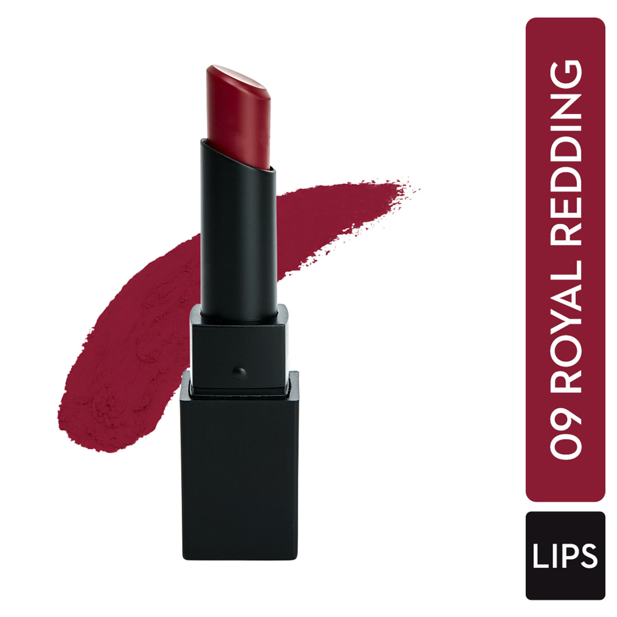 SUGAR Nothing Else Matter Longwear Lipstick in shade 09 Royal Redding, dark red lipstick with smooth, long-lasting finish.