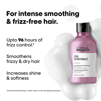 L'Oréal Professionnel Liss Unlimited Shampoo, Upto 96 hours of frizz control, With Pro-Keratin