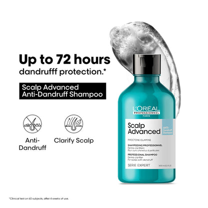 L’Oréal Professionnel Scalp Advanced Anti-Dandruff Shampoo, Up to 100% visible dandruff removed