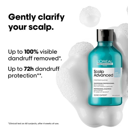 L’Oréal Professionnel Scalp Advanced Anti-Dandruff Shampoo, Up to 100% visible dandruff removed