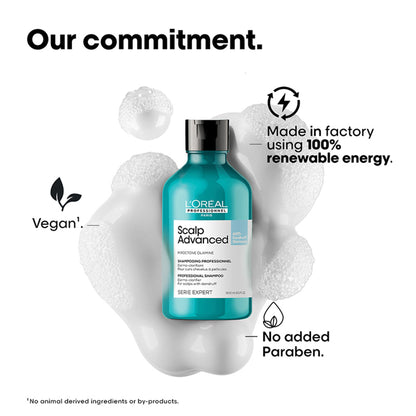 L’Oréal Professionnel Scalp Advanced Anti-Dandruff Shampoo, Up to 100% visible dandruff removed