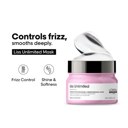 L'Oréal Professionnel Liss Unlimited Mask, Upto 96 hours of frizz control, With Pro-Keratin