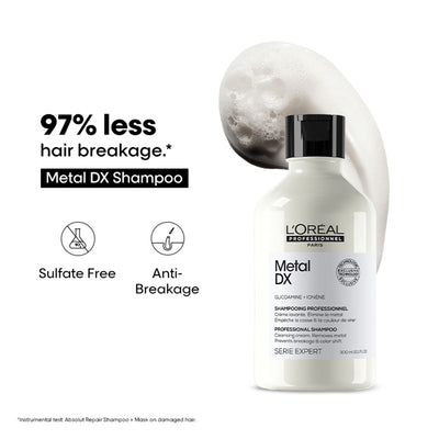 L’Oréal Professionnel Metal DX Sulfate-Free Cleansing Cream Shampoo, For 97% Less Hair Breakage