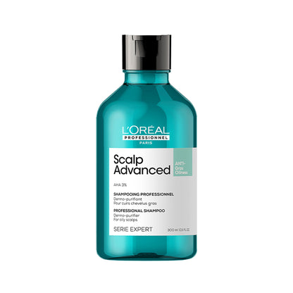 L’Oréal Professionnel Scalp Advanced Anti-Oiliness Shampoo for Oily Scalp, Less scalp sebum, 3% AHA