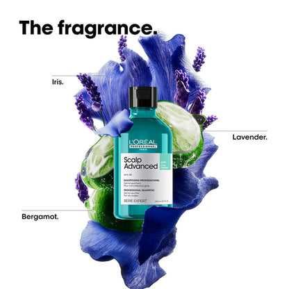 L’Oréal Professionnel Scalp Advanced Anti-Oiliness Shampoo for Oily Scalp, Less scalp sebum, 3% AHA