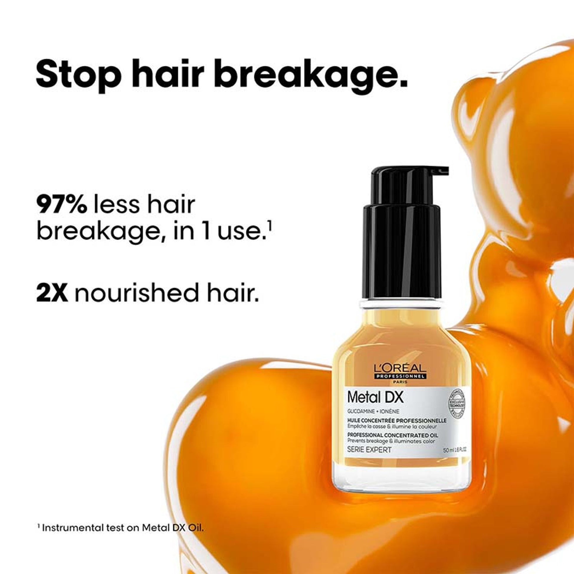 L’Oréal Professionnel Metal DX Concentrated Leave-In Serum, 2X Smooter hair, 97% Less Hair Breakage