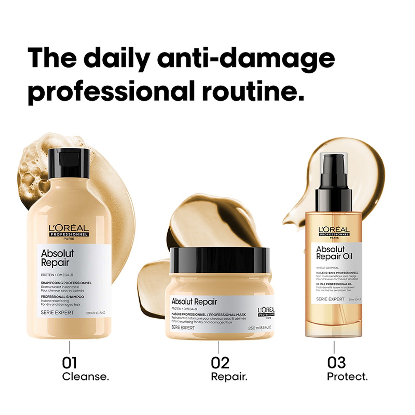 L'Oréal Professionnel Absolut Repair Shampoo For Dry and Damaged Hair With Protein & Omega-9