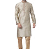 Men's Beige Silk Blend Straight Kurta Pyjama Set