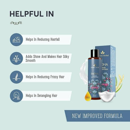 Avimee Herbal Radha Hair Conditioner For All Hair Type With Keratin Protein, Rice Protein, Apple Cider Vinegar & Aloe Vera, Makes Hair Silky Smooth