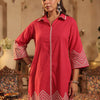 Dhiyona IE Women Embroidered Shirt Collar Pure Cotton Tunic & Trouser Co-Ord Set