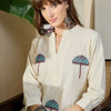 Dhiyona IE Embroidered Mandarin Collar Pure Cotton Tunic With Trousers
