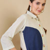 Dhiyona IE Women Colourblocked Regular Pure Cotton Kurta with Trousers