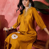 Dhiyona SN Women's Floral Embroidered V-Neck Mirror Work A-Line Kurta With Palazzo