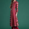 Indyancart IE Women Floral Printed Angrakha Pure Cotton Kurta with Trousers & With Dupatta