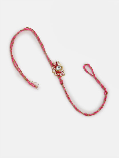 Anouk Pack Of 2 Kundan Studded & Beaded Bhaiya Bhabhi Rakhi With Roli Chawal