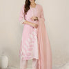 Dhiyona IE Women Floral Printed Regular Thread Work Linen Kurta with Trousers & With Dupatta