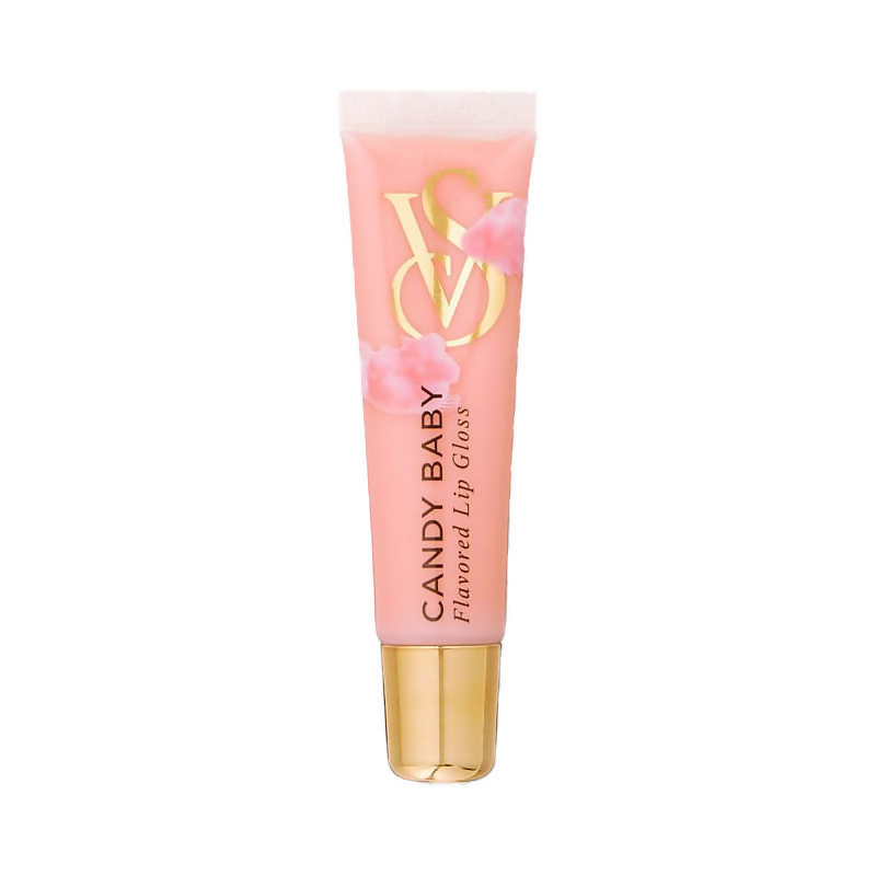 Victoria's Secret Candy Baby flavor lip gloss with shiny, smooth texture and pink packaging, perfect for glossy lips.