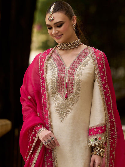 Women Ethnic Motifs Embroidered Regular Mirror Work Kurta with Trousers & With Dupatta