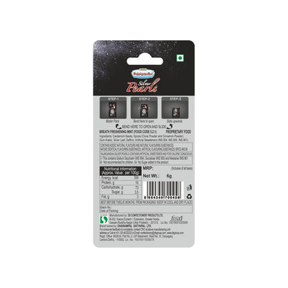 Rajnigandha Silver Pearls mouth freshener in a clear container with silver pearls, showcasing the product packaging.