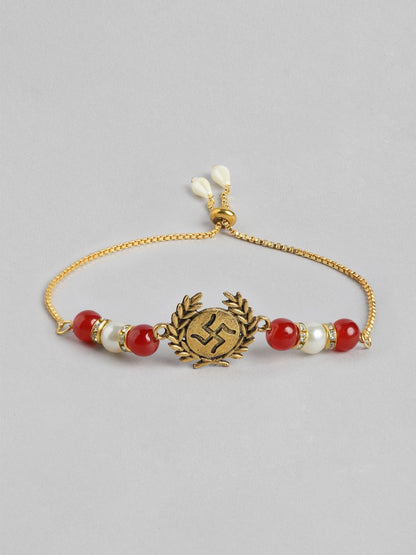 Anouk Unisex Set of 2 Beaded Bhai Bhabhi Rakhis With Roli & Chawal