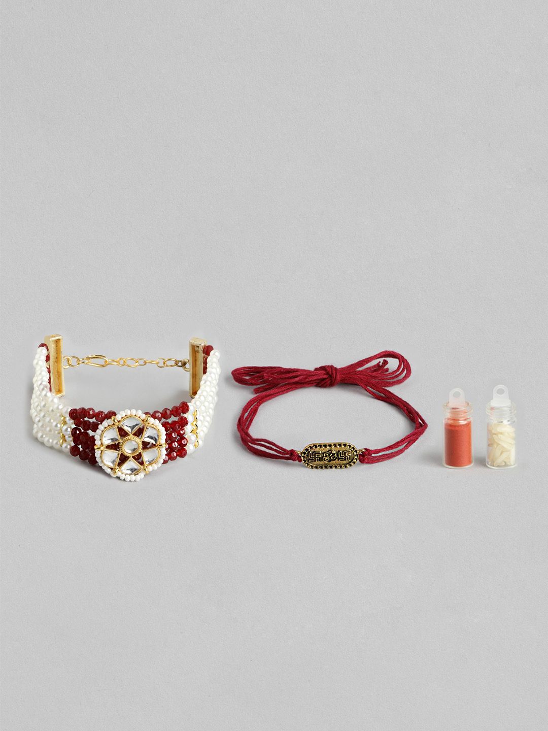Anouk Unisex Set of 2 Beaded Bhai Bhabhi Rakhis With Roli & Chawal