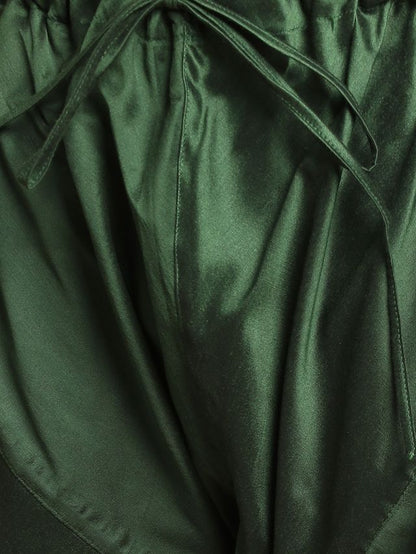 Men's Bottle Green Cotton Blend Straight Kurta Pyjama Set